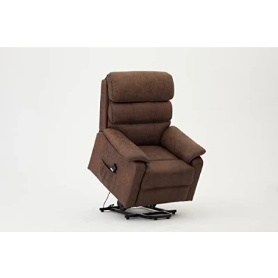 Image of Home Detail Electric Recliner Lift And Tilt Armchair Riser Faux Leather Tartan (Brown Air Leather)