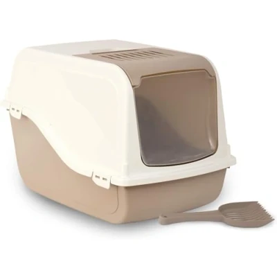 Image of ACE Heavy Duty Front Opening Cat Toilet, Box &amp; Litter Tray, Scoop Carbon Filter, Mocha, Large