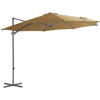 Image of vidaXL Cantilever Garden Parasol with Steel Pole Taupe 300 cm