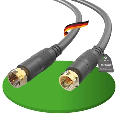 Image of conecto Satellite Antenna Cable Coaxial F Connector to Double Shielded 1.50 m Black