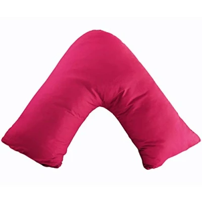 Image of Looms &amp; Leaves V SHAPED NURSING PILLOW CASE PREGNANCY MATERNITY ORTHOPEDIC BACK NECK SUPPORT (FUCHSIA, V. CASE)