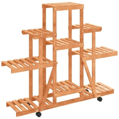 Image of vidaXL Flower Stand with Wheels 110x25x101 cm Solid Wood Fir