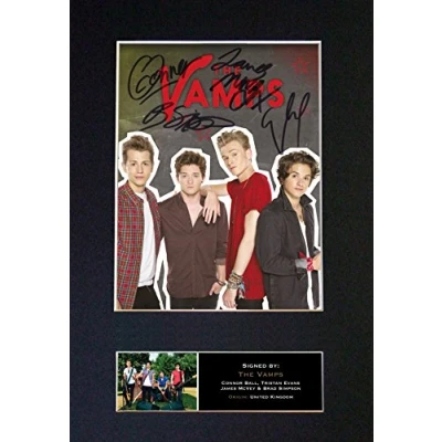 Image of THE VAMPS No2 Signed Autograph Mounted Photo Reproduction PRINT A4 Rare Perfect Birthday (297 x 210mm) #603 (Not Framed)