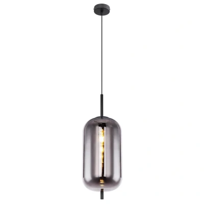 Image of Blacky Slim Pendant Ceiling Light Black Glass Shade 1x E27