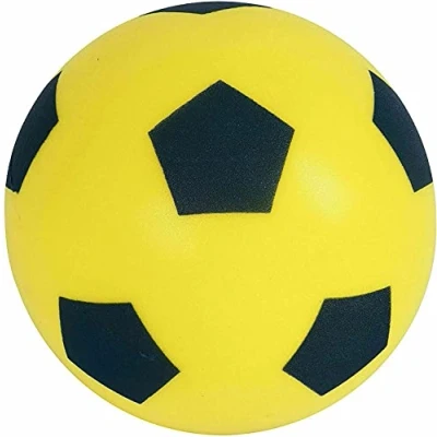 Image of OnlineStreet Size 4 Football Sponge Foam Soccer Ball; Ideal for Outdoor Games Kids, Indoor Football, Kids’/Adults’ Garden Games, and Beach Families (17.5 cm) (Yellow)