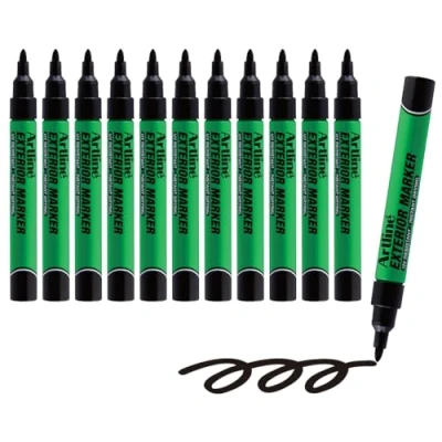 Image of Artline Exterior Markers Professional Series For Multiple Surfaces UV Resistant Ink EKPR EXM 1.5mm Bullet Tip Pack of 12 Black Marker