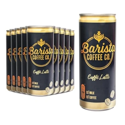 Image of Barista Coffee Co. Medium Roast Caffe Latte Iced Drink Tin Can 250 ml (Pack of 12)