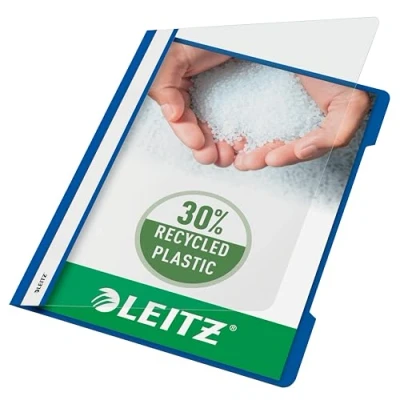 Image of Leitz A4 Standard Plastic File, Pack of 25, 250 Sheet Capacity, Blue, 41910035