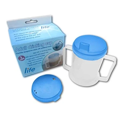 Image of LIFE Healthcare Adult Drinking Cup for Elderly 300ml Non Spill Cups Dishwasher Safe BPA Plastic Two Handled Sippy Adults, Disabilities