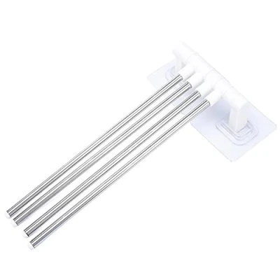 Image of IKAAR Swivel Towel Rail Bath Rack Wall Mounted Holder with 4 Bars Lightweight Swing for Kitchen, Bathroom, Toilet White