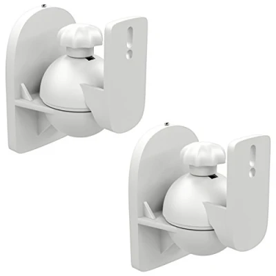 Image of deleyCON 2x Universal Speaker Wall Mounts Loudspeaker Mountings Tilt + Swivel &amp; up to 3.5 Kg Load Weight Ceiling Mounting Fitting White