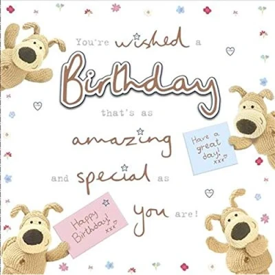 Image of Boofle Holding an Envelope Handmade Birthday Card