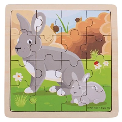 Image of Bigjigs Toys Chunky Wooden Rabbit and Kitten Jigsaw Puzzle