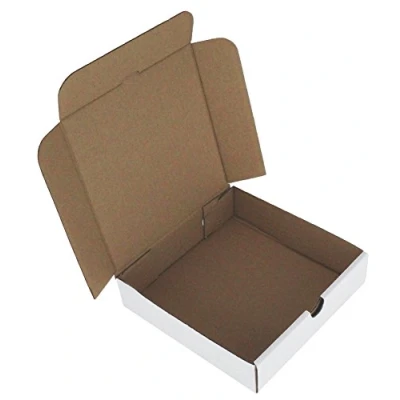 Image of MEG4TEC Pack of 5 Pizza Boxes, Takeaway Fast Food Cake Packaging White, Size : 7 INCH (19cm x 19cm 5cm)