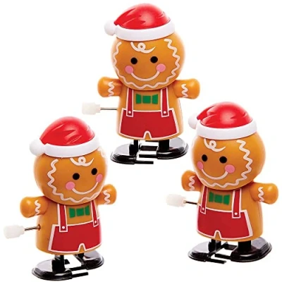 Image of Baker Ross FX437 Gingerbread Man Wind up Racers Pack of 3, Xmas Racing Toys for Kids, Kids Party Bags and Christmas Stockings