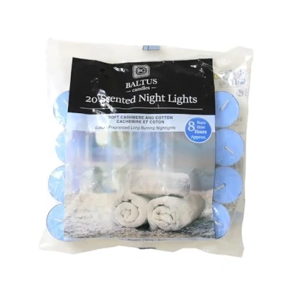 Image of Baltus 20 Pack of Scented Tealight Night Lights Candles Soft Cashmere Cotton 8hr Burn