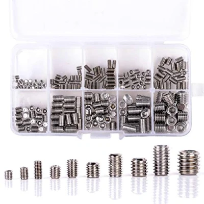 Image of tassieroon 200Pcs 304 Stainless Steel Grub Screws Hex Socket Screw Assortment Kit Set M3//M5/M6/M8