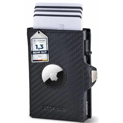 Image of SF SCOFIELD Duality Airtag Wallet with Coin Compartment, for 8 10 Cards, Men&#039;s RFID Protection, Slim Wallet, Smart Card Case Air Tag Carbon Matte