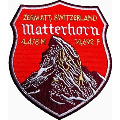 Image of Mount Matterhorn Zermatt Switzerland Iron on Patch / 3.5 Inch Embroidered Badge Applique Motif Trekking Mountain Climbing Mountaineering