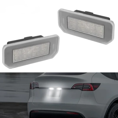 Image of Neyoi 2Pcs/Set For compatible Tesla Model 3 Y Lamp Accessories Car Upgrade LED 13.5V 5700K License Number Plate Lights