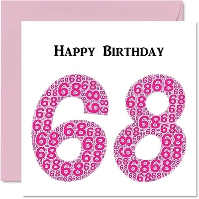 Image of Fun 68th Birthday Cards for Woman Shapecloud Happy Card Dad Mum Grandad Nanny Grandma Gran Uncle Auntie Cousin, 145mm x Greeting Cards,