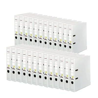 Image of Exacompta Ref 09984121007F FALKEN Vegan PP Lever Arch Files Suitable for A4 Documents, 50mm Spine, Spine Label, Metal Finger Hole White (Pack of 25)