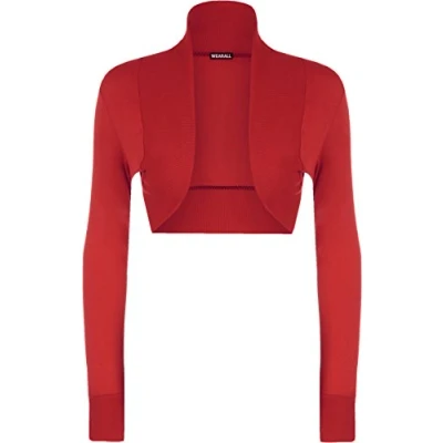 Image of WearAll Ladies Shrug Long Sleeved Bolero Top Womens Red 12/14