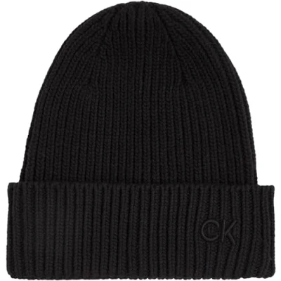 Image of Calvin Klein Embroidery Beanie Beanie, Women&#039;s, Size: One Size, Black