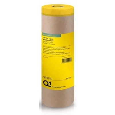 Image of Graff City Q1 Pre Taped Masking Paper 25m Roll Multi Size Protective Sheets Paint Sealing (30cm x 25m)