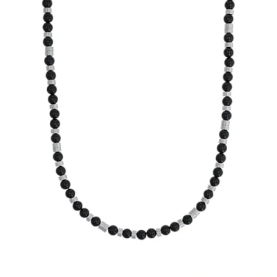 Image of s.Oliver Necklaces Men Sets, with Agate, 46+5 cm, Black, Comes in jewelry gift box, 2031485