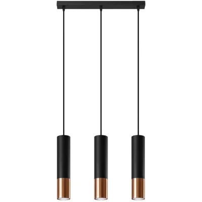 Image of Loopez Triple Hanging Pendant Light Black, Copper GU10