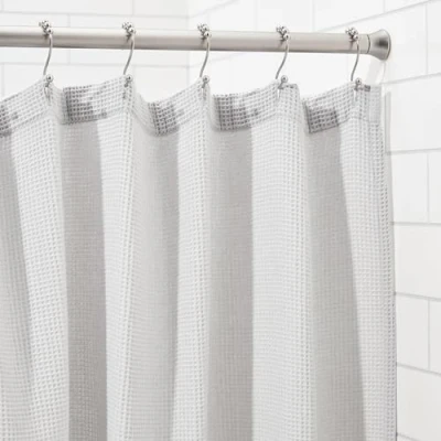 Image of Amazon Basics Shower Curtain Tension Rod, Extendable, 137 to 229 cm, Nickel