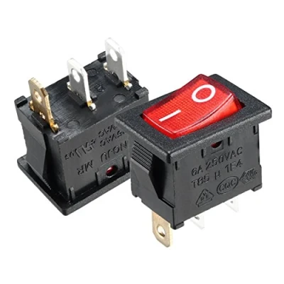 Image of sourcingmap 10Pcs AC 10A/125V 6A/250V SPST 3 Pin 2 Position I/O Red LED Light Boat On And Off Rocker Switch Toggle