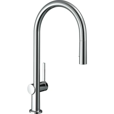 Image of hansgrohe Talis M54 kitchen tap with pull out spray, 2 sprays, sink spout height 210 mm, mixer swivel spout, chrome, 72800000