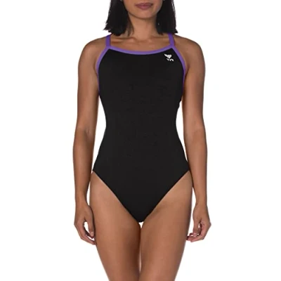 Image of Tyr Women&#039;s WomenÂ’s Hexa Diamondfit Swimsuit, Black/Green, 30 UK
