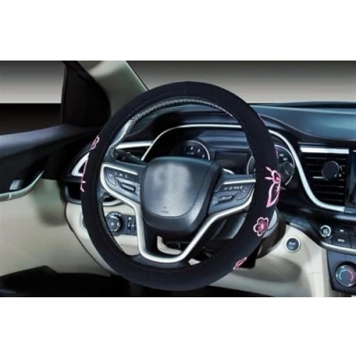 Image of Mayco Bell 2018 Automotive Women Embroidery Cute Car Steering Wheel Cover (Pink Butterfly)