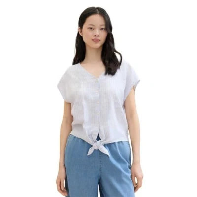 Image of TOM TAILOR Denim Women&#039;s 1041986 Blouse, 35562 Light Blue White Small Stripe, M