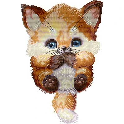 Image of Cross Stitch Kits, Awesocrafts Lovely Fox Easy Patterns Stitching Embroidery Kit Supplies Christmas, Stamped (Fox, Stamped)