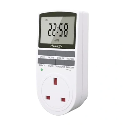 Image of Awootsv Digital Timer Plug Socket with LCD Display 24 Hours/Weekly Indoor Automatic Switch for Lights in Electrical Home Appliances Timers Security
