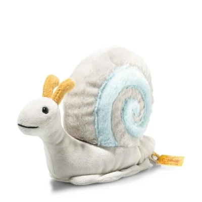 Image of Steiff Snailly Snail 20 cm, soft cuddly Friends, Stuffed Animal Snail, fluffy Plush Toy for playing &amp; cuddling, Teddy made of gentle Baby Skin, Machine washable