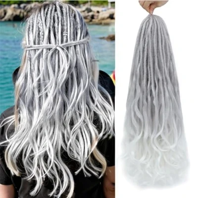 Image of DT CHERYL Loose Wave Dreadlocks 24 Inch 10 Strands Double Ended Dreadlock Extensions With French Curly Ends, 0.6CM Thin Synthetic DE for Women (G60#, Strands)