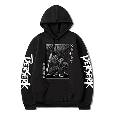 Image of xhomeshop Anime Berserk Guts Hoodies The Black Swordsman Pullover Cosplay Sweatshirts Jumper