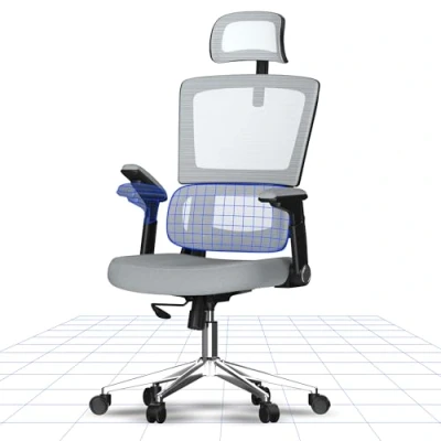 Image of FLEXISPOT Ergonomic Office Chair, 3D Armrests Desk Height Adjustable Computer Chair with Lumbar Support, Mesh Seat Swivel Wheels, Gray