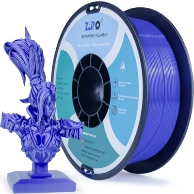 Image of ZIRO PLA Silk Filament 1.75mm, 3D Printer Silky Series 1.75mm 1KG(2.2lbs), Dimensional Accuracy +/ 0.03mm, Blue