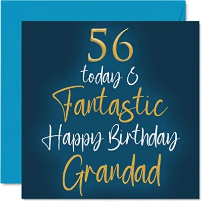 Image of Fantastic 56th Birthday Cards for Grandad 56 Today &amp; Happy Card from Grandson Granddaughter, Gifts, 145mm x Greeting