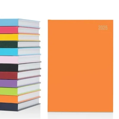 Image of 2025 A4 A5 Day to Page Diary Full Year Planner Desk Hardback Academic Organiser for Home Office School (A5 a Day, Orange)