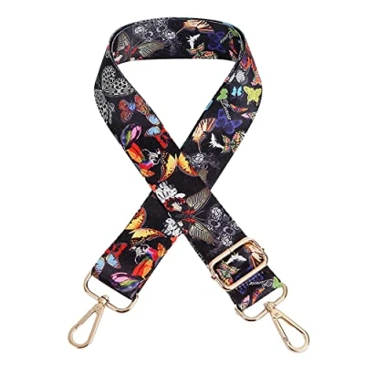 Image of Wide Shoulder Strap Adjustable Replacement, DOTBUY SHOP Bag with Metal Swivel Hooks for Unisex Purse, Handbag, Belt Crossbody, Bag, Canvas (Butterfly,one Size)