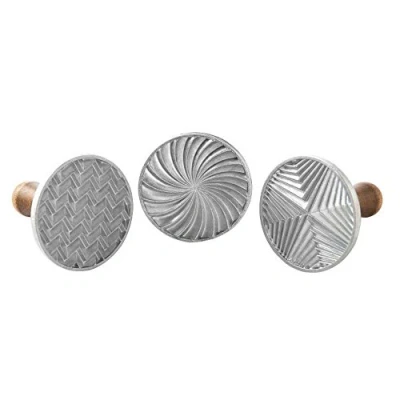 Image of Nordic Ware 01245 Geo Cookie (Set of 3) Sturdy Aluminium Biscuit Stamp Embosser, Premium Bakeware Made in The USA, Silver