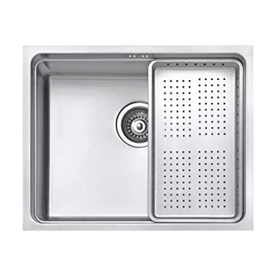 Image of JASSFERRY Undermount Kitchen Sink Single Deep Bowl with Stainless Steel Dish Drainer Rack Strainer Waste, 540 x 440 mm