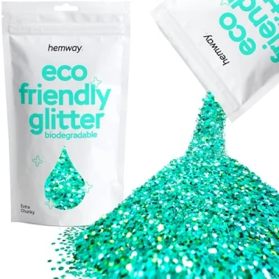 Image of Biodegradable Glitter Turquoise Blue Holographic Eco Friendly Bio Extra Chunky for Face Body Hair Craft Resin Festival Makeup Eyeshadow 100g / 3.5oz